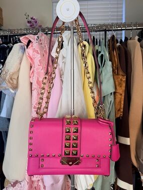 Michael Kors CECE MEDIUM Hot Pink Shoulder/Crossbody Bag with Gold Chain